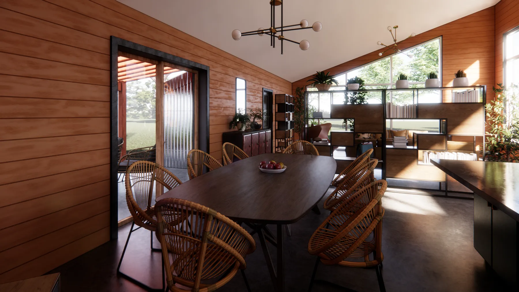 Living space — glazing wraps the plan